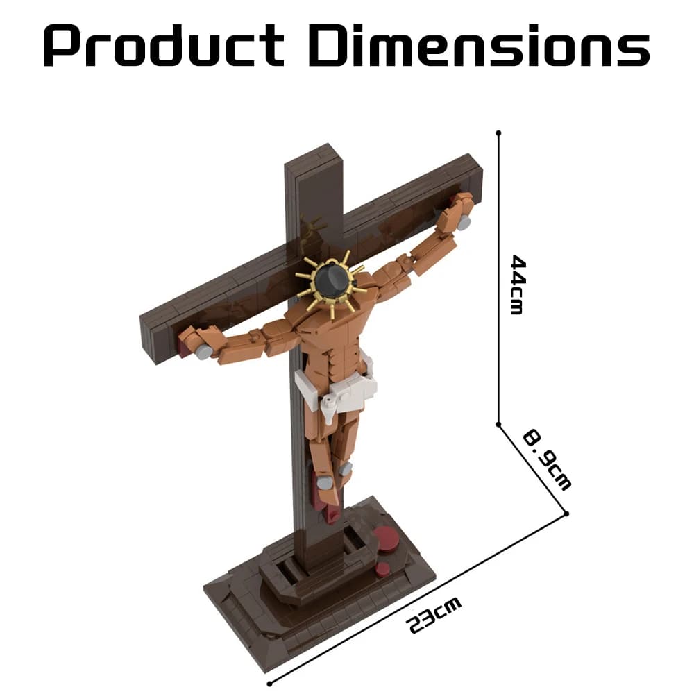 Modello Creativo di Blocchi da Costruzione della Cultura Cristiana, Croce MOC, Decorazione da Scrivania, Regalo per Adulti
