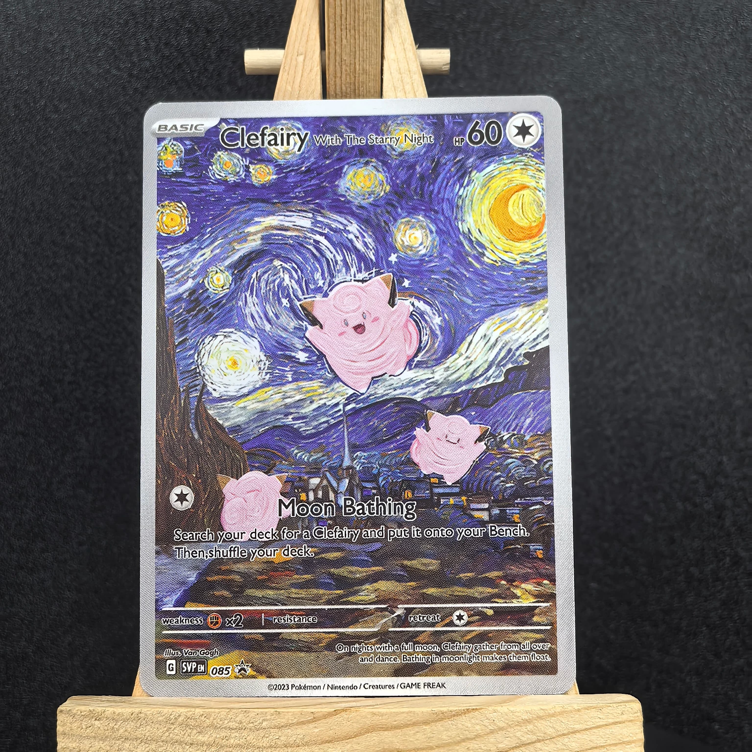 2023 Van Gogh Museo Carte Pokemon PTCG Anime Van Gogh 085 Clefairy RARE Carte singole fatte a mano Gioco classico Anime Carte regalo
