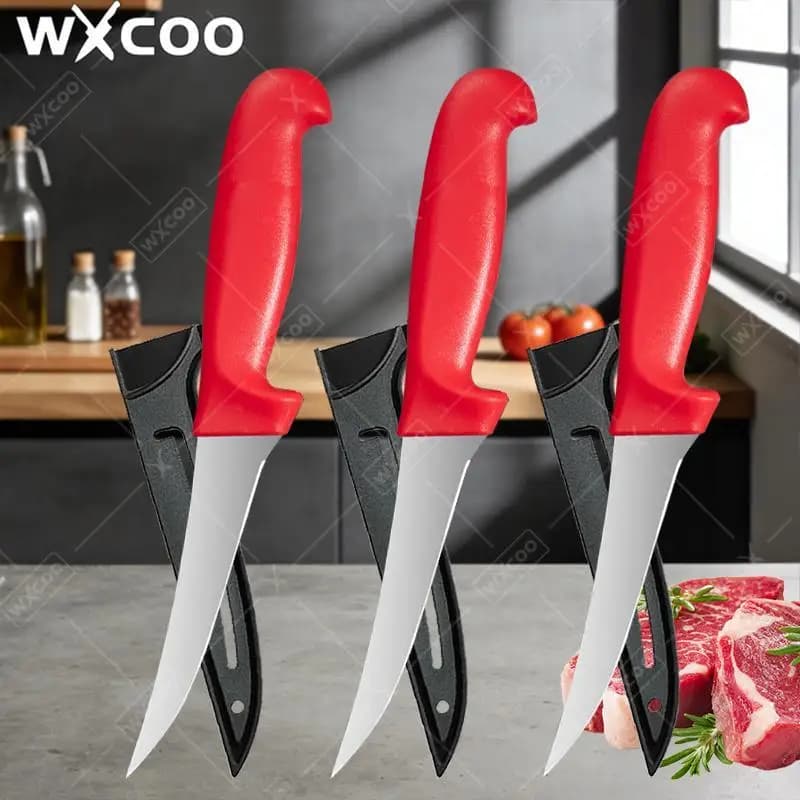 WXCOO Coltello per Filettare Pesce in Acciaio Inox, Accessori da Cucina per Carne, Verdura, Frutta, Coltelli da Chef
