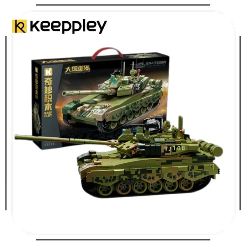 KEEPPLEY Building Blocks Great 99A Main Battle Tank Military Model Boys Assemble Educational Toy Birthday Collection Gift