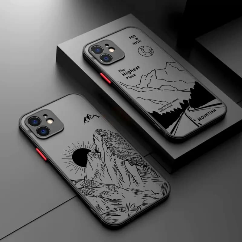 Custodia per telefono Abstract Mountain Sunrise Line per iPhone 17 16 15 14 13 12 11 Pro Max Mini X XS XR 7 8 Plus SE Cover rigida antiurto
