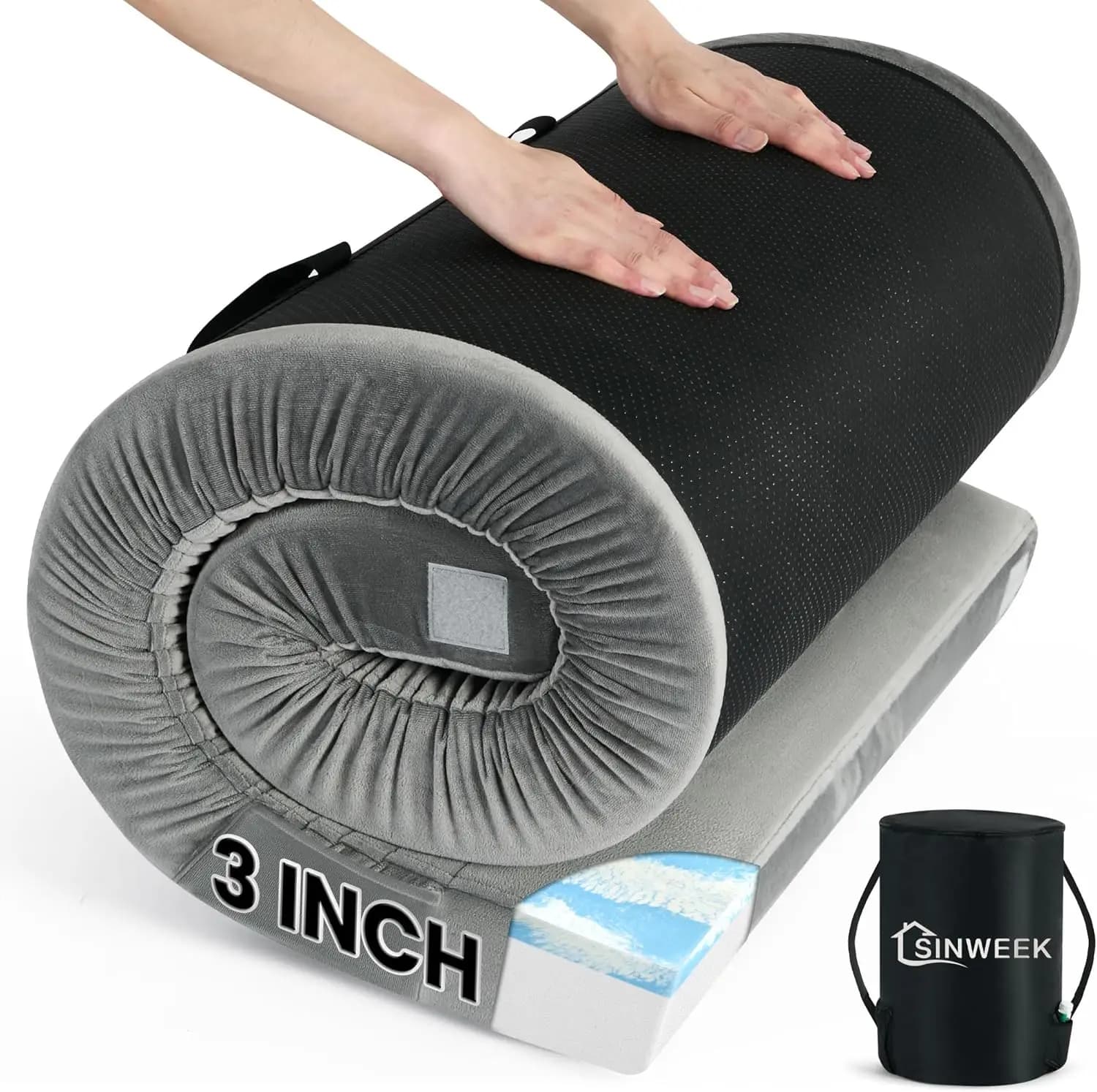 Materasso da Campeggio Arrotolabile in Memory Foam Impermeabile con Borsa per il Trasporto per Adulti e Viaggi