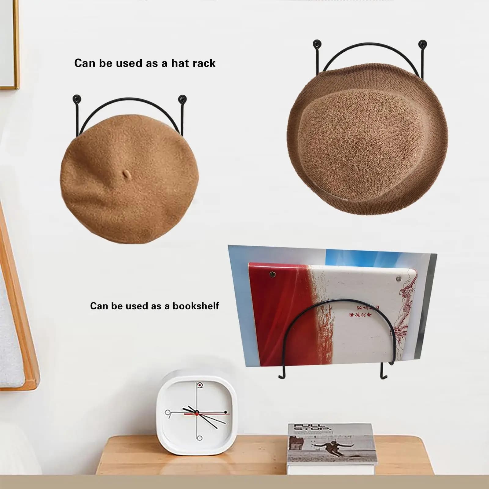 5x Hat Hanger Rack Baseball Cap Display Cap Holder Multifunction Wall Mounted