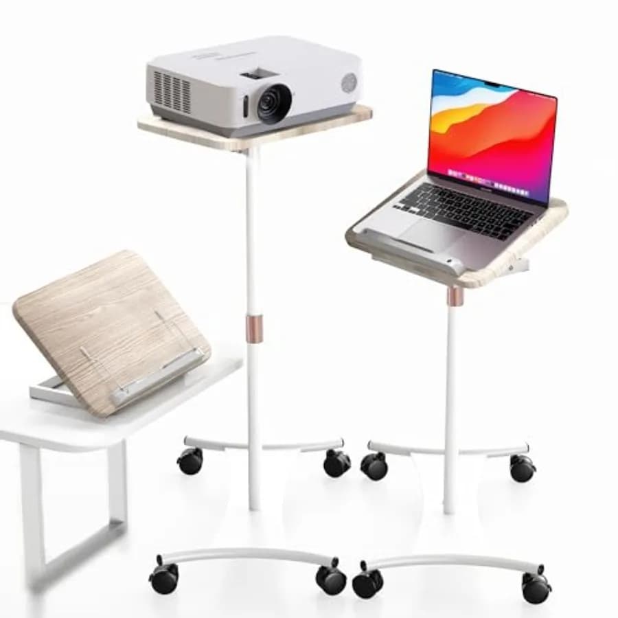 Supporto da pavimento per laptop con ruote per ufficio e casa, in lega di alluminio nero, regolabile in altezza, 16.551, 4 ruote bloccabili, modello Book Page C