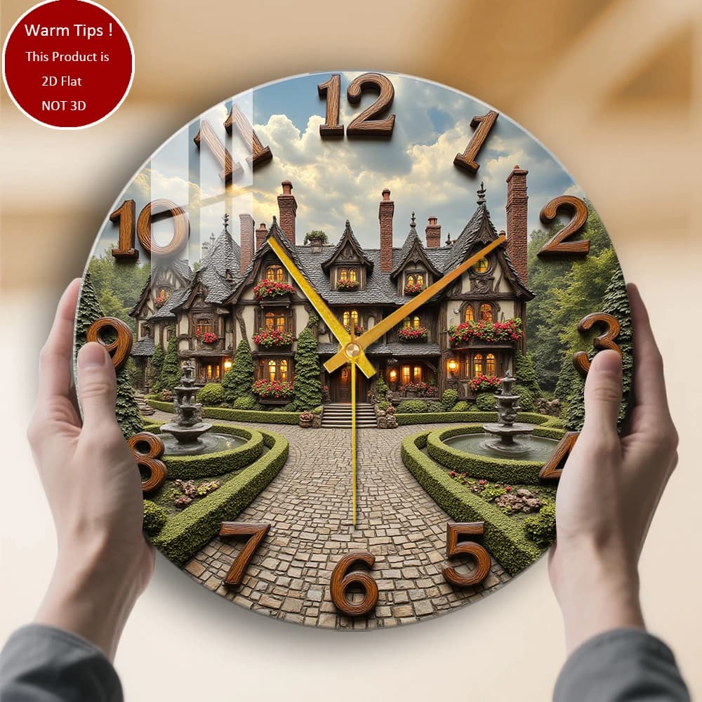 Tempered glass wall clock Garden clock with Victorian handle suitable for wall decorations or table display anywhere