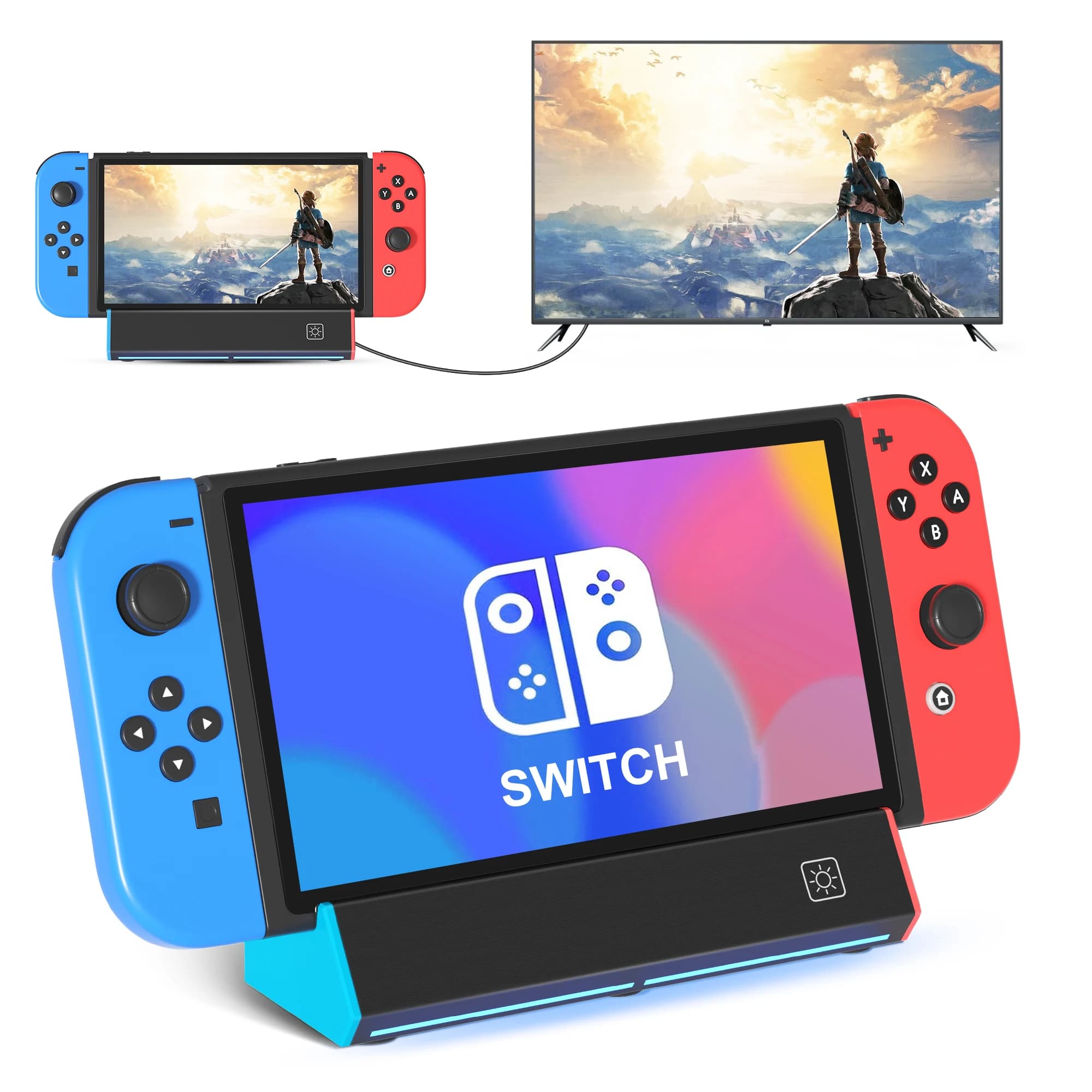 Portable charging dock station base with HDMI 4K adapter/ USB 2.0/type C port for OLED Nintendo Switch