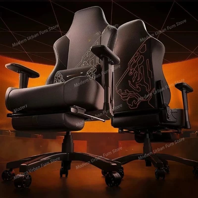 Sedia da Gaming Nera con Poggiapiedi, Poltrona Reclinabile Regolabile per PC, Sedia da Ufficio Confortevole, Silla De Escritorio per Home Office