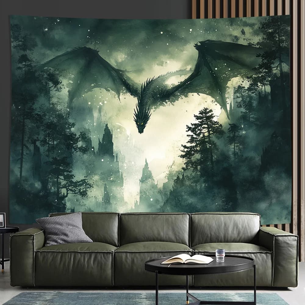 3D Longlin Scene Tapestry-Retro Wall Hanging Mysterious Vision Living Room Bedroom Decoration Creative Gift 150x230cm