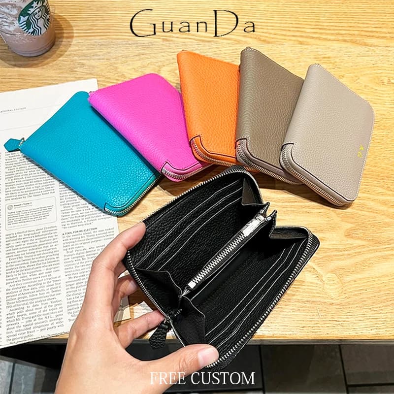 Luxury Design Wallet for Women's Wallet for Business Cards in Fashion Cow Leather Zippered Versatile wallet with custom name Women's coin holder