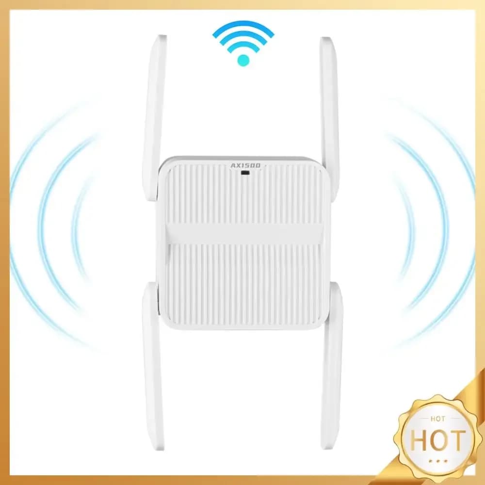 Ripetitore WiFi 6 Extender 1500Mbps Wireless con Porta Ethernet, Amplificatore WiFi 6 con 4 Antenne da 2dBi a Lungo Raggio