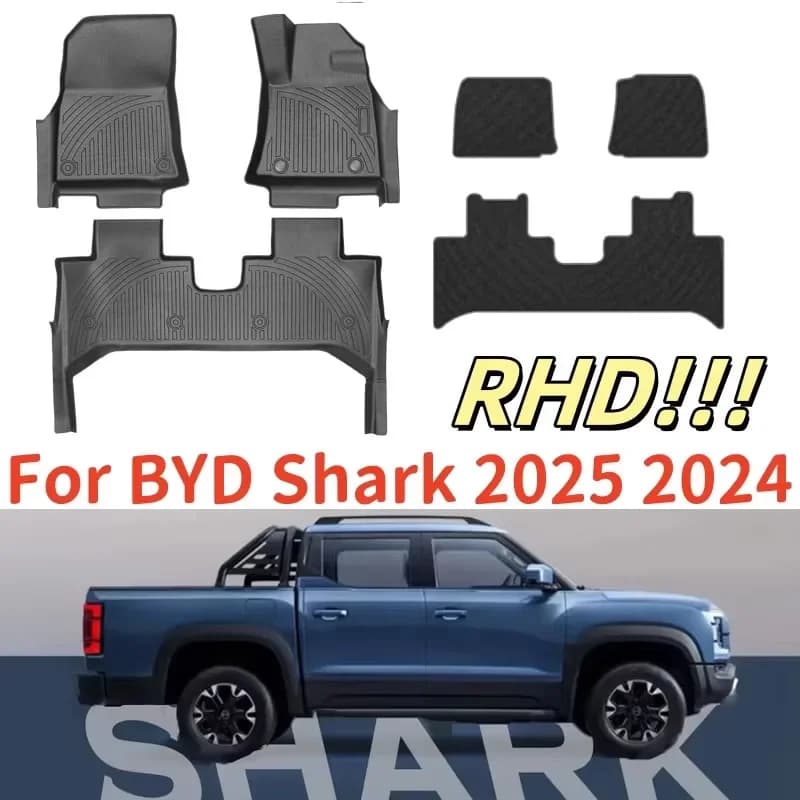 Per BYD Shark Shark 6 2025 2024 RHD TPE Tappetini a copertura totale con protezione davanzale della porta, rivestimenti per pavimenti Protezione della fodera del carico