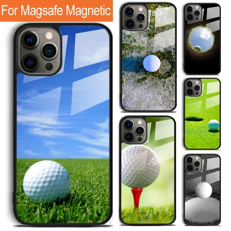 Custodia per telefono con motivo pallina da golf per iPhone 17 Air 16 15 14 12 Pro Max Plus, compatibile con ricarica wireless magnetica MagSafe