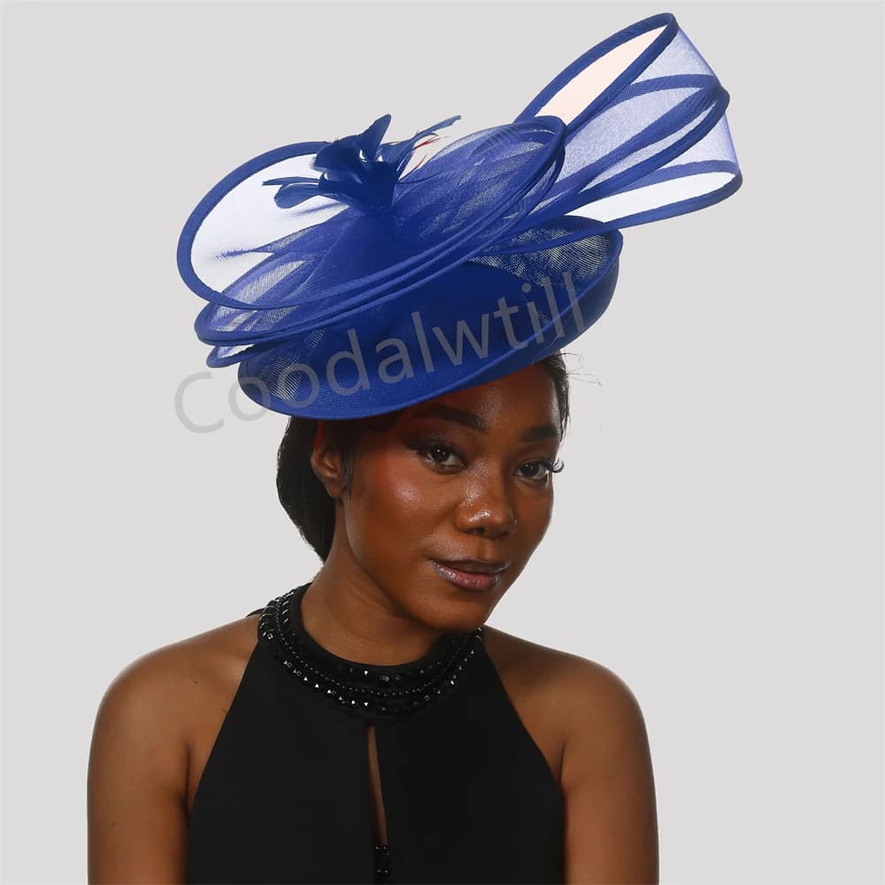 Feather Derby Hat Flower Fascinator Women Formal Millinery Vintage Party Dinner Chapeau Cap Church Event Show copricapo fascia