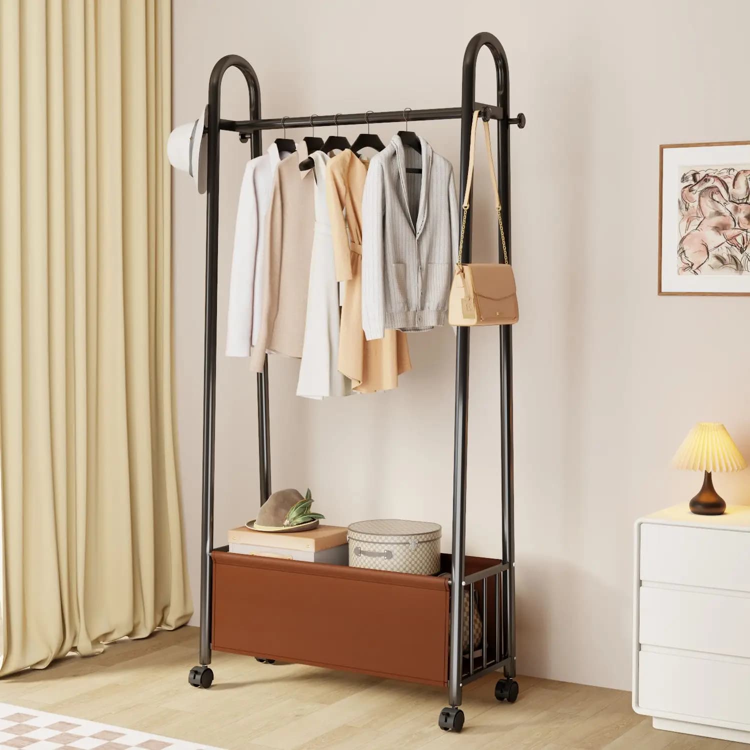 Floor racks for bedroom Luxury multifunctional coat rack with hook for clothes hangers Material carbon steel
