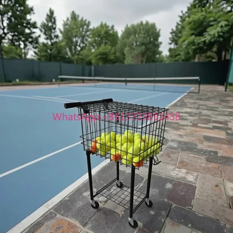 Hot Sale Portable Steel Ball Trolley Foldable Tennis & Pickleball Training Cart with Easy Load for Teaching & Court Use