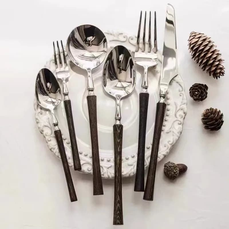 Huanghuali Legno Sottile Set di Posate in Acciaio Inossidabile 304 Stoviglie Francese Coltello di Bellezza Cucchiaio Forchetta Ristorante WeddingTable Top Articoli