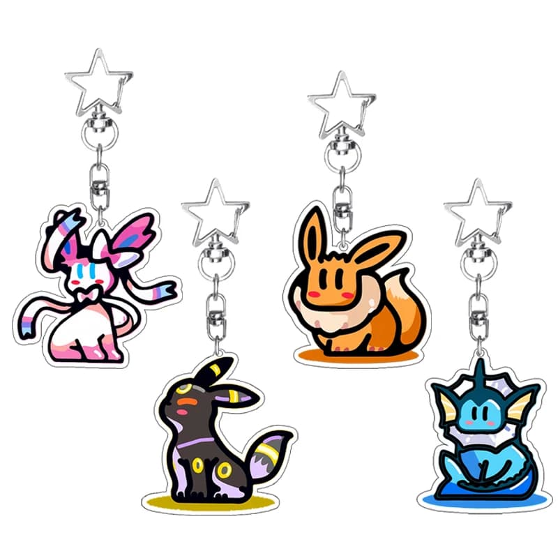 Acrylic Keychain Cartoon Eevee Umbreon Sylveon Jolteon, Pendants Anime Kawaii for Bag, Key rings, Chains for Cars, Ornaments for Girls, Gifts, Toys