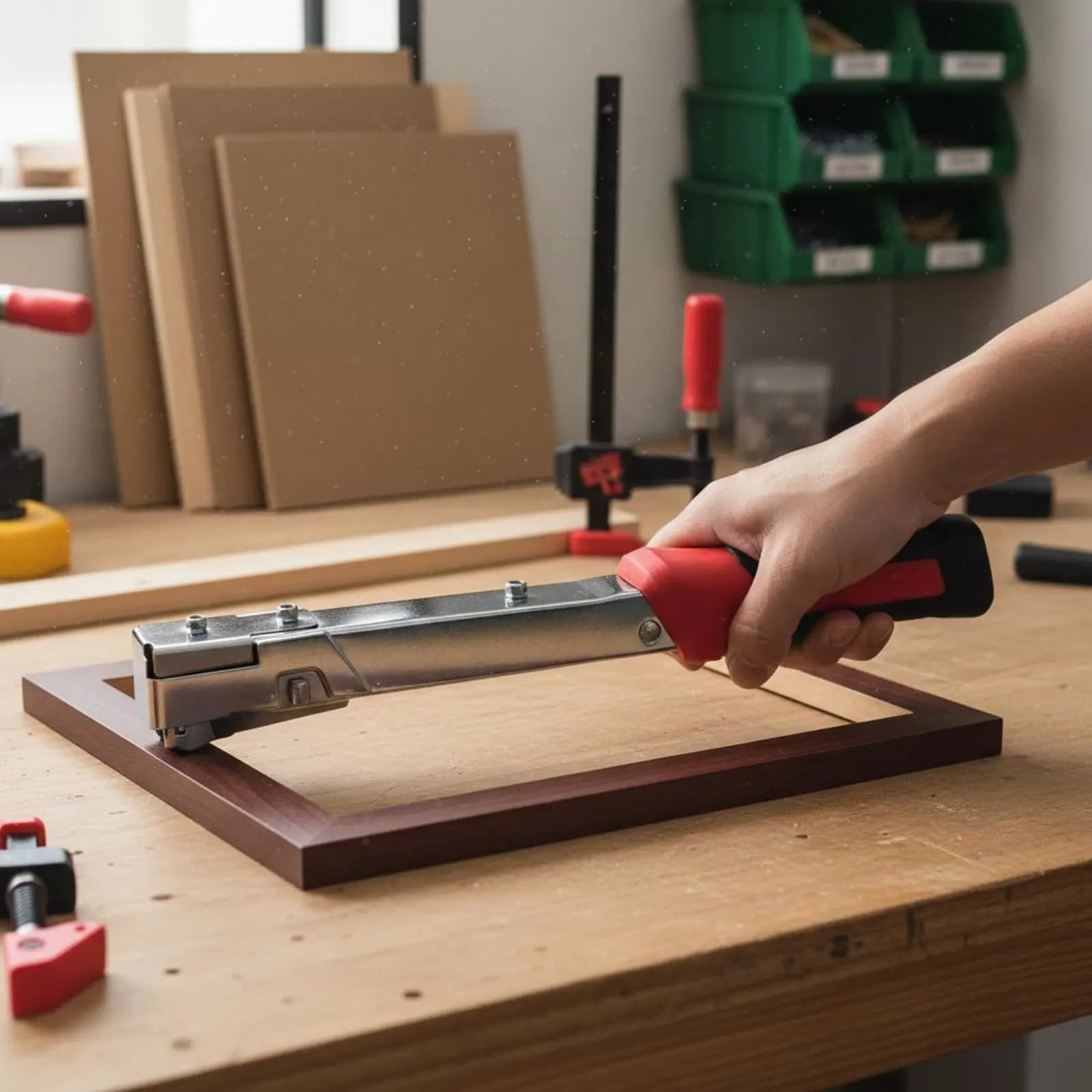Graffettatrice per Cornici Facile da Usare, Utensile Manuale per Cornici, Graffette Resistenti e Durevoli per Riparazioni Domestiche