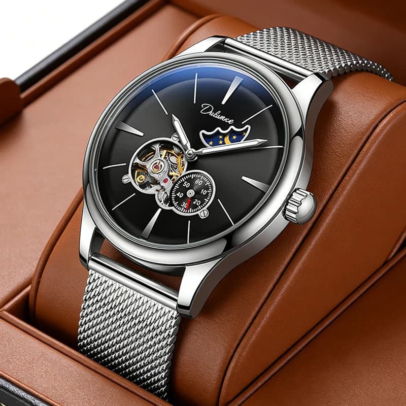 Men's Watch Stainless Steel Strap Reloj Hollow out Mechanical Automatic Wristwatch Waterproof Luminous Watch For Man