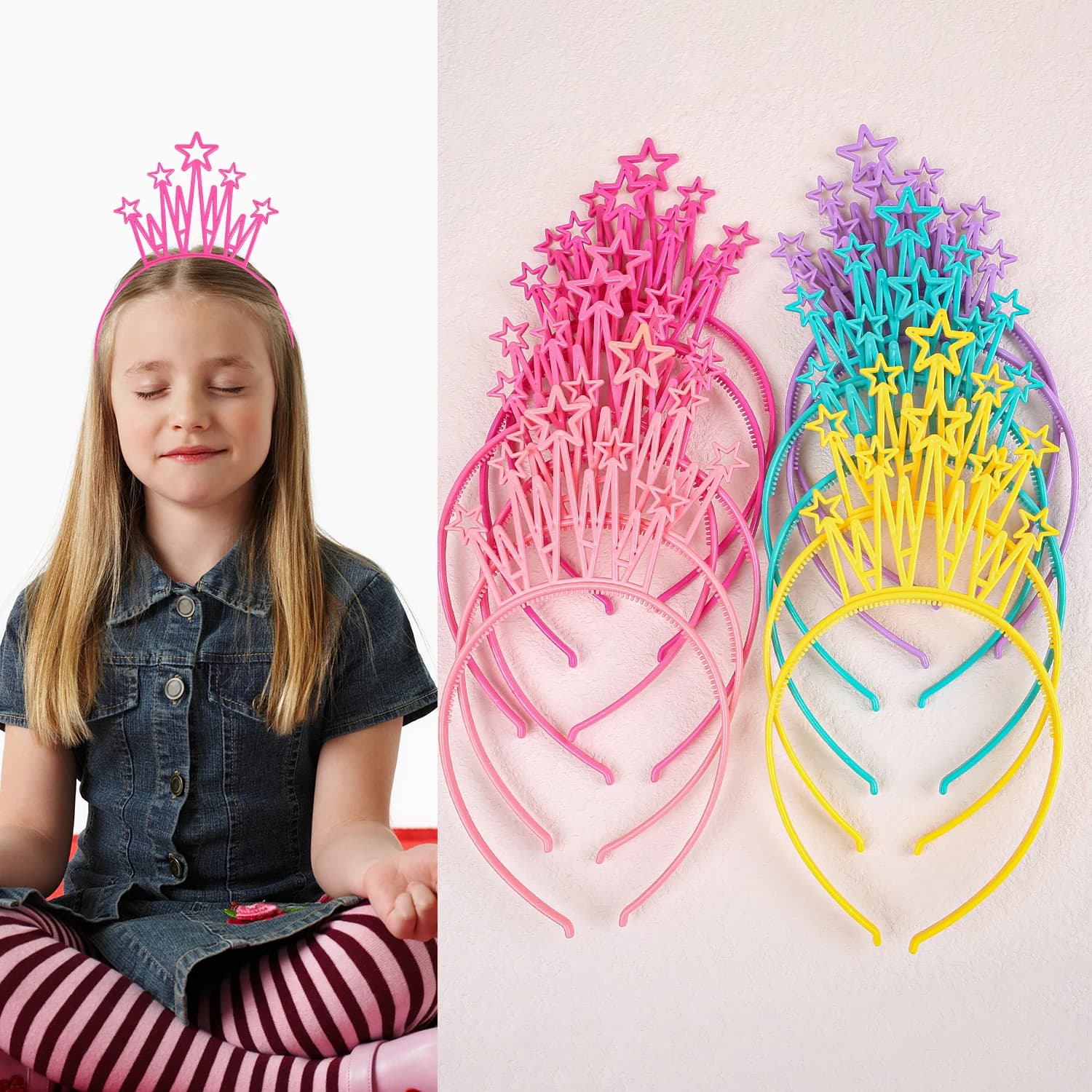 12/24pcs Star Fasce Per Le Ragazze di Colore Della Caramella Carino Denti di Plastica Cerchi Per Capelli Per I Bambini Delle Donne Festa di Compleanno Accessori Per Capelli