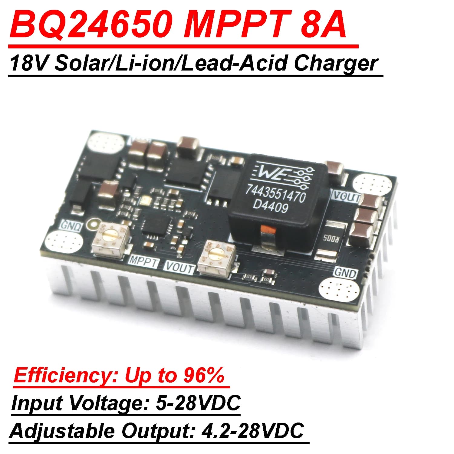 BQ24650 MPPT 18V Solar Li-ion LiFePO4 Lead-Acid Battery Charger 2S 3S 4S Charging DC-DC Buck Converter 5V 12V 24V Adjustable