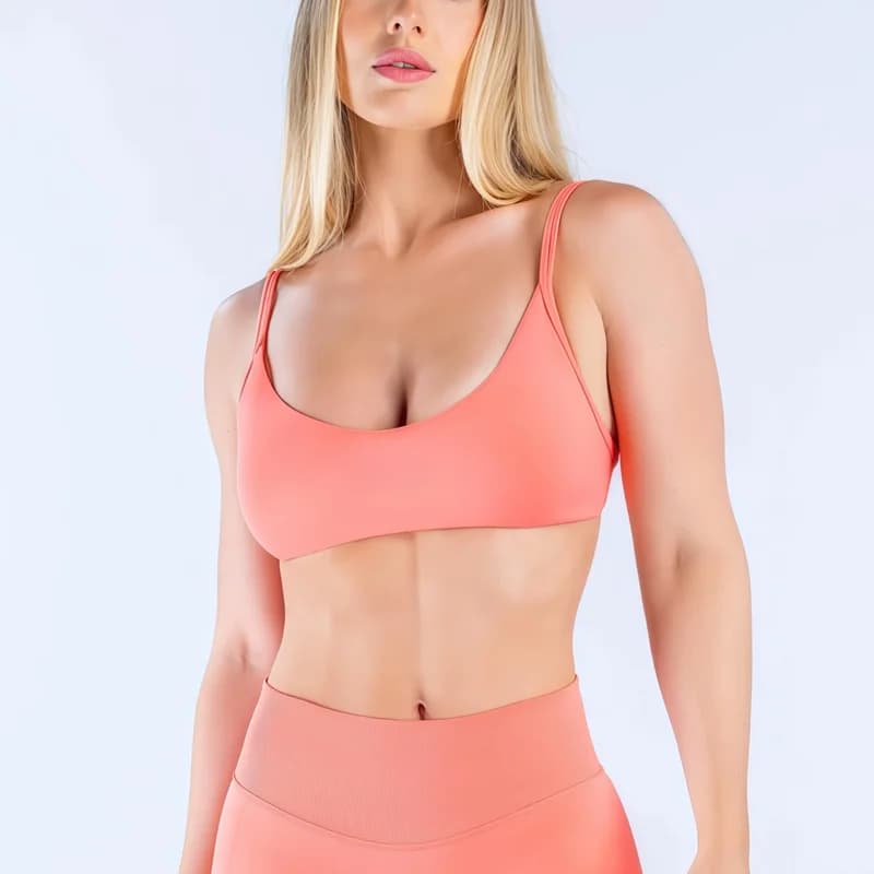 HISTELLO Impact Scoop Neck Bra Women U‑Back Sports Tank Top Push-up Gym Workout Underwear Pilates Yoga Seamless Fitness Bra