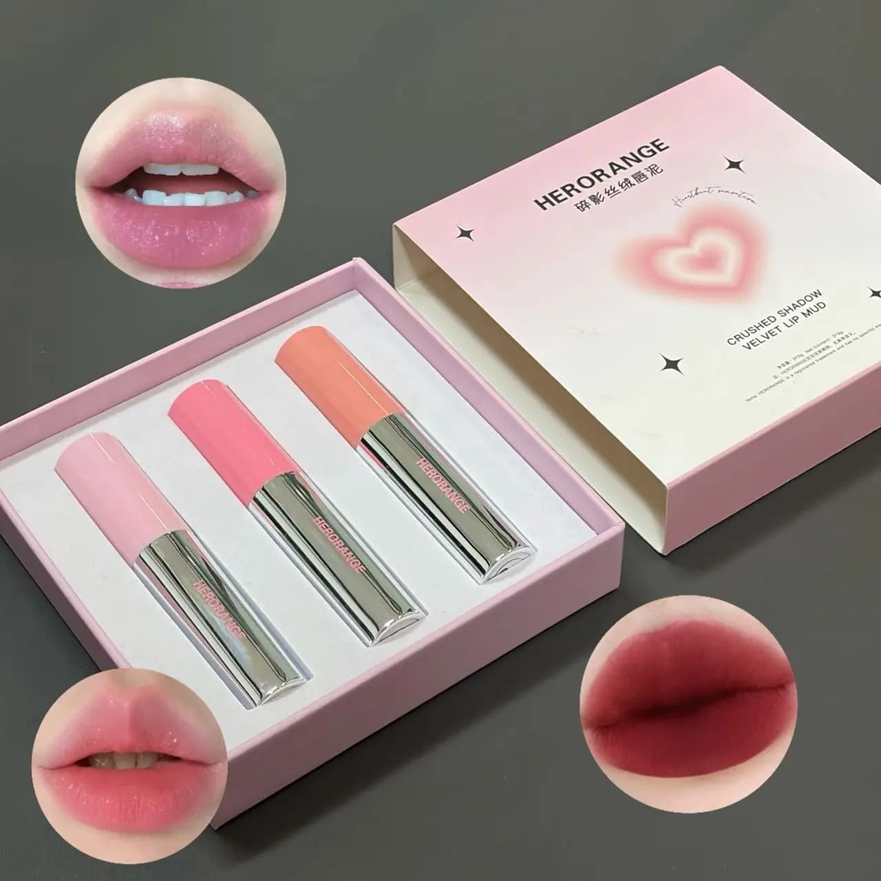 Herorange Broken Shadow Velvet Lip Mud Matte Soft Mist Non-Drying Long Lasting Anti-Transfer Daily Lip Makeup for Women