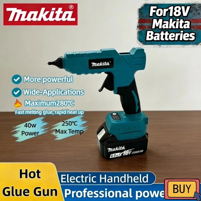 Pistola ad Aria Calda Makita Senza Fili, Elettrica, Portatile, per Colla a Caldo, Strumento Fai-da-Te, 18V, per Saldatura a Caldo, con Ugello Anti-scottatura