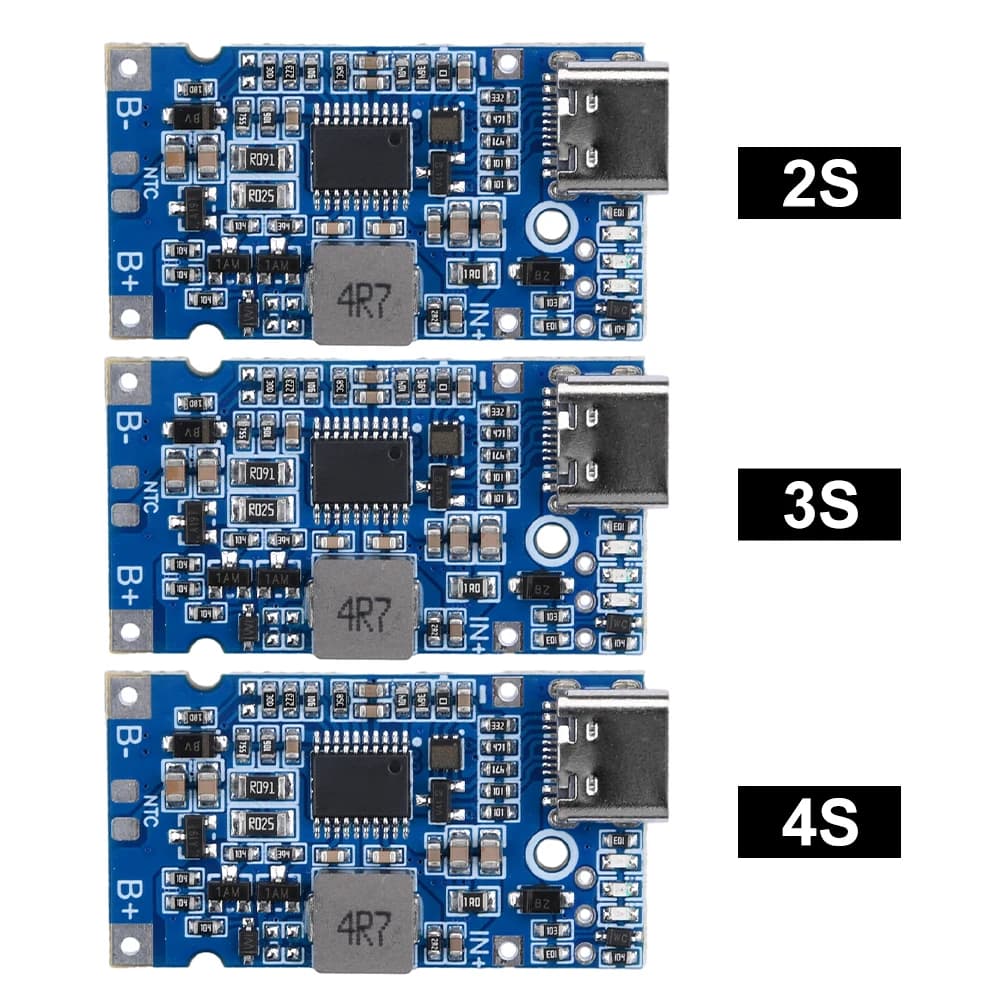 Modulo di ricarica rapida per batteria al litio 2S 3S 4S Tipo-C 9V/12V 4.5V-15V Modulo di ricarica buck step-up Adattatore di ricarica QC