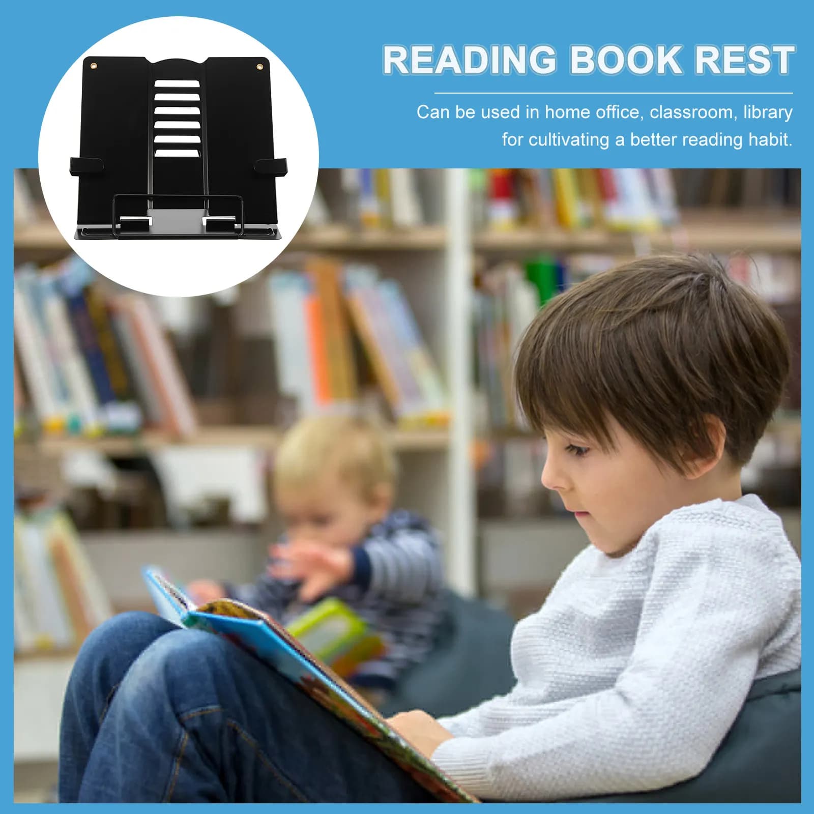 Supporto da Lettura Regolabile da Scrivania in Ferro, Porta Libri Portatile, Supporto Multiuso per Laptop, Tablet e Documenti per Casa e Ufficio