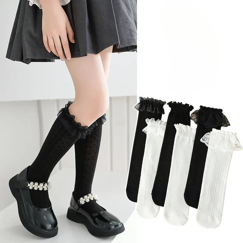 Calze lunghe da ragazza in cotone stile principessa, estive, sottili, traspiranti, anti-zanzare, morbide ed elasticizzate, calze per bambini