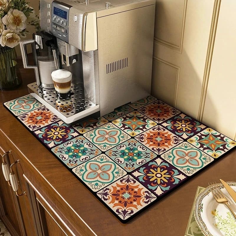 VIKAMA Black Marmorization Super Absorbent Stoves Drying Plate Zerbino Cooking Bottle Anti-slip Mat Luxury Tea making facilities Bar Count