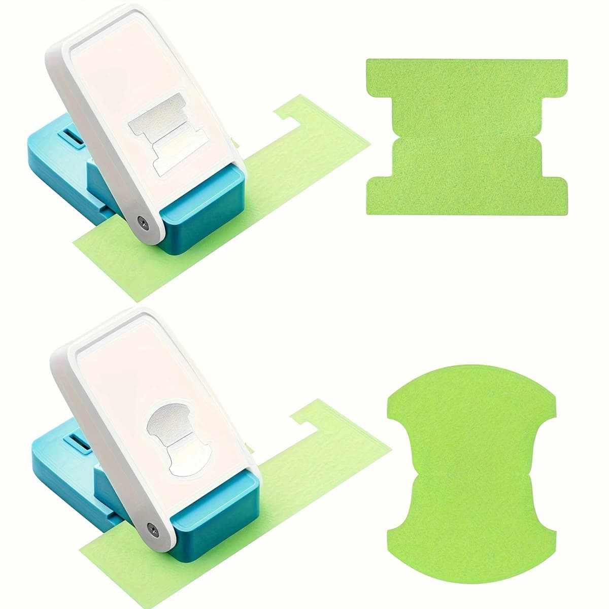 2-piece document label punch set, for making 1.5-inch index labels in two shapes; suitable for scrapbooking.