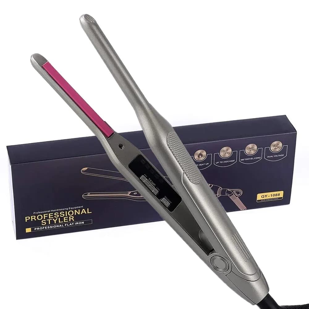 Mini hair plate curler for short hair plate titanium plate beard pencil thin iron flat tools for double-voltage hair styling