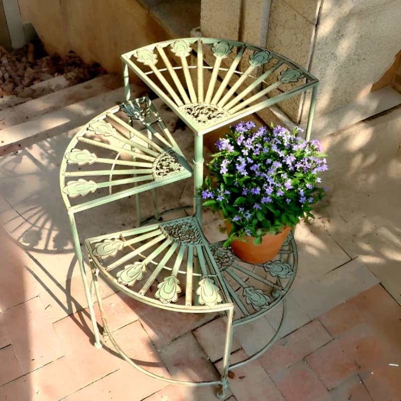 Supporto per fiori in ferro rotante Scaffale per fioriera per balcone multistrato Espositore per piante da giardino per esterni Organizzatore in vaso succulente per patio
