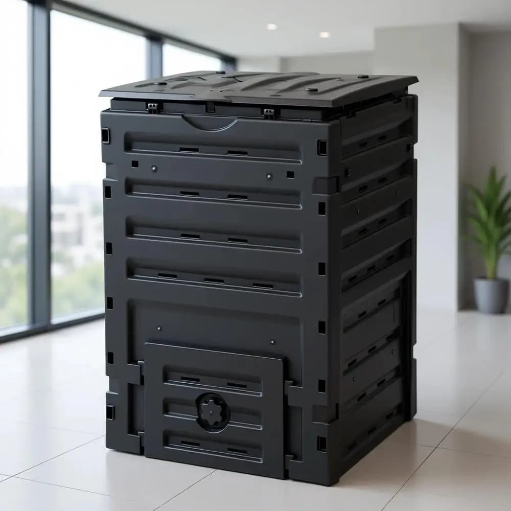 Compostiera da Esterno Grande da 120 Galloni con Coperchio a Scatto e Aerazione, Tumbler Leggero per Facile Montaggio