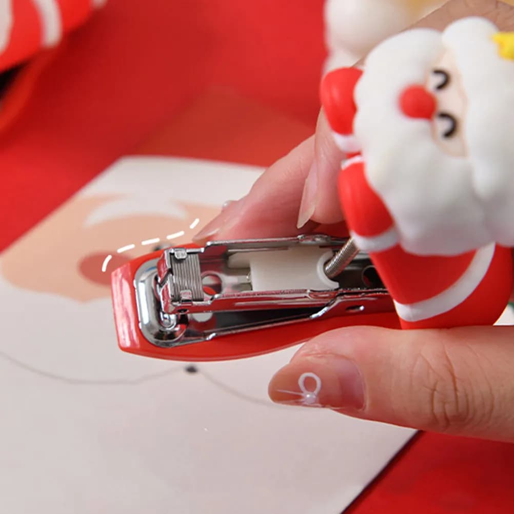 Simpatico Graffettatore a Forma di Babbo Natale, Compatto, Piccolo, da Scrivania, per Ufficio, Portatile, da Viaggio, per Documenti, Scuola e Casa