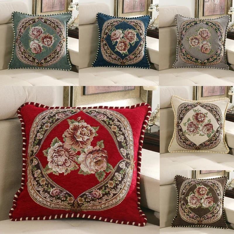Fodera per cuscino ricamata in stile europeo Fodera per cuscino lombare per ufficio fiore Cojines 48x48 Funda