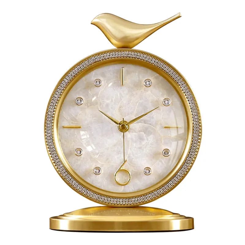 Orologio da tavolo in ottone europeo, orologio a pendolo da soggiorno, orologio da tavolo Xuanguan dall'atmosfera lussuosa e raffinata