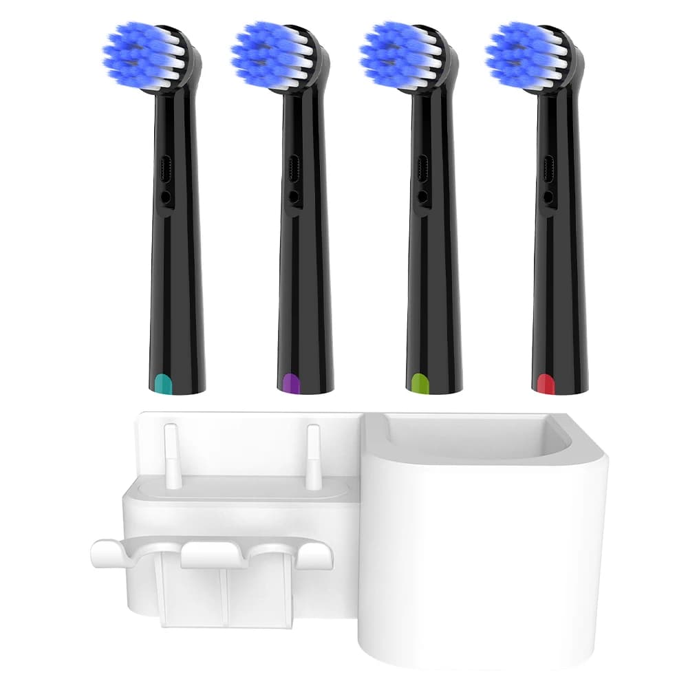 Wall stickers for brushes and 4 Ultra Soft Spare Parts Heads, Compatible with Oral B Electric Brushes