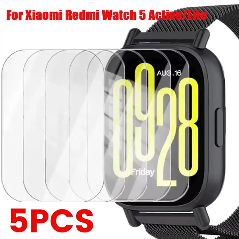1-5Pcs Tempered Glass For Xiaomi Redmi Watch 5 Active/Lite Accessories HD Clear Screen Protector Film for Mi Redmi Watch 5 Lite