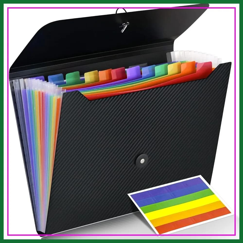 Cartella Portadocumenti a 13 Tasche, Formato A4, Organizzatore Espandibile per Casa, Ufficio, Viaggi