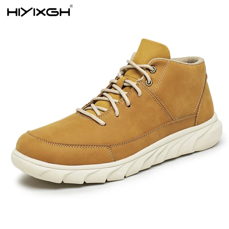 Stivali con suola spessa Scarpe casual da uomo Stivali da trekking stringati marroni Stivaletti da uomo Scarpe classiche Serie Cowboy Set Scarpe con plateau