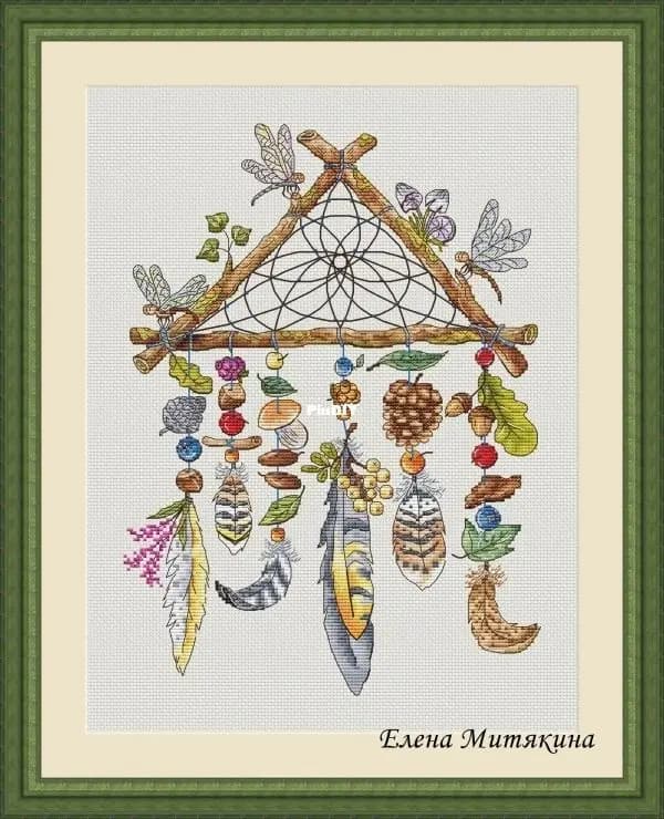 Cross stitch Kit 14CT Canvas Cross Stitch Embroidery Set Craft 15-Forest Feather Dreamcatcher 33-42 Cross Stitch Set