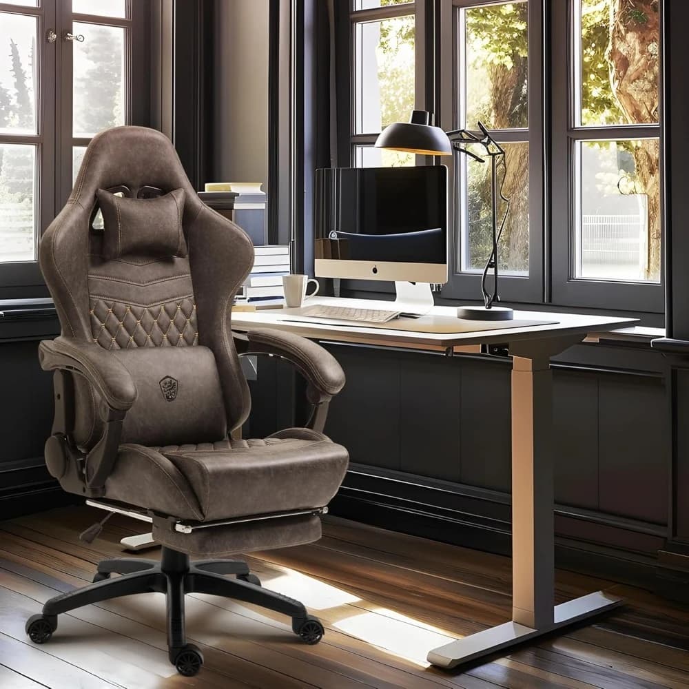 Sedia da gioco grande e alta, sedia da gioco ergonomica per PC con poggiapiedi e massaggio, capacità 400 libbre - Sedia da gioco resistente