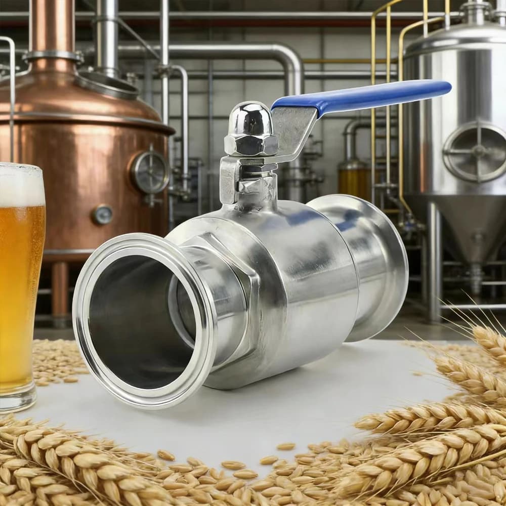 Valvola a sfera sanitaria in acciaio inox 304 da 19mm/25mm/32mm/38mm/51mm con attacco Tri-Clamp e ghiera da 50.5mm/64mm per uso domestico e prodotti lattiero-caseari
