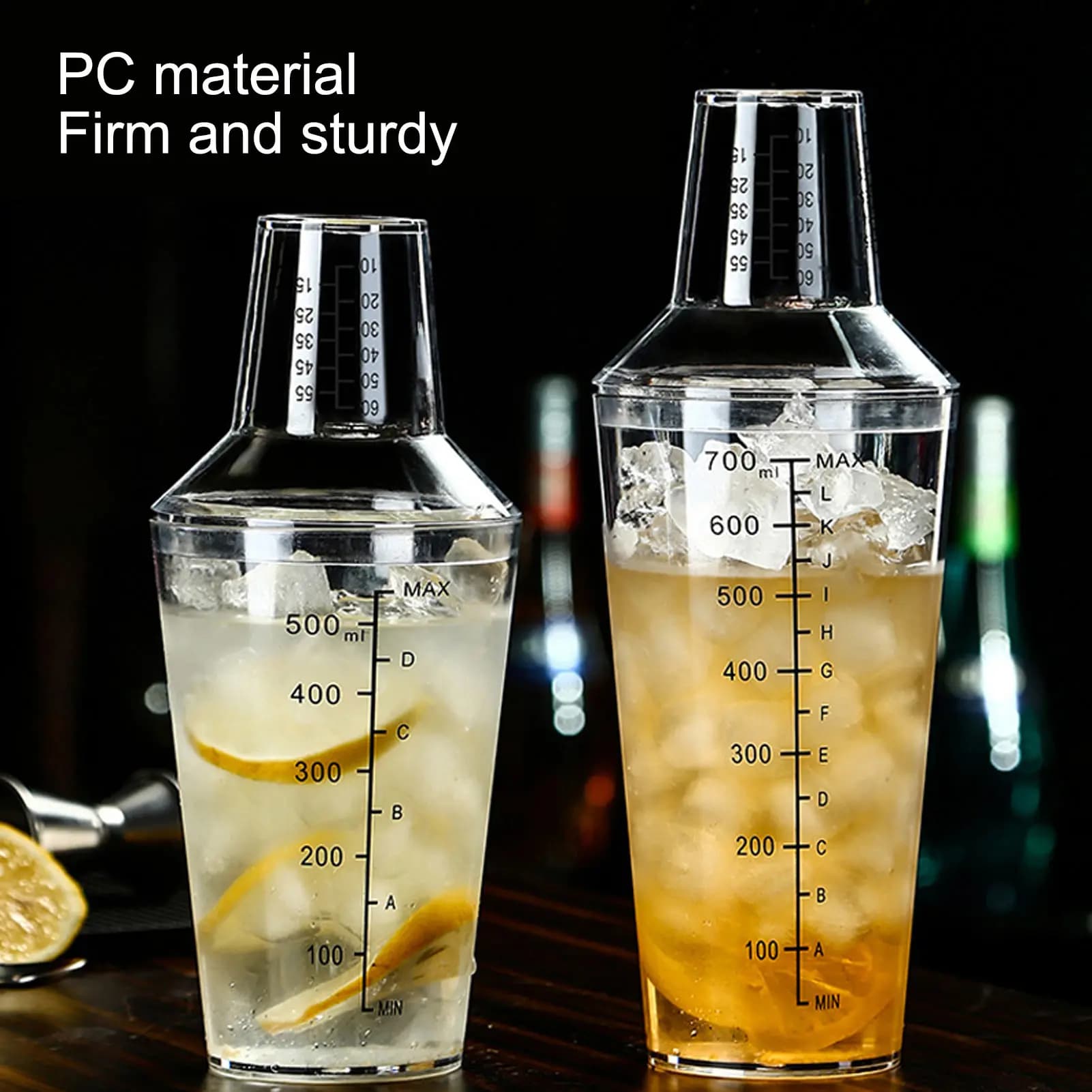 500/700ml Cocktail Shaker Vetro Tazza trasparente Miscelazione Bicchiere da vino Party Bar Cocktail Strumenti da barista in acciaio inossidabile
