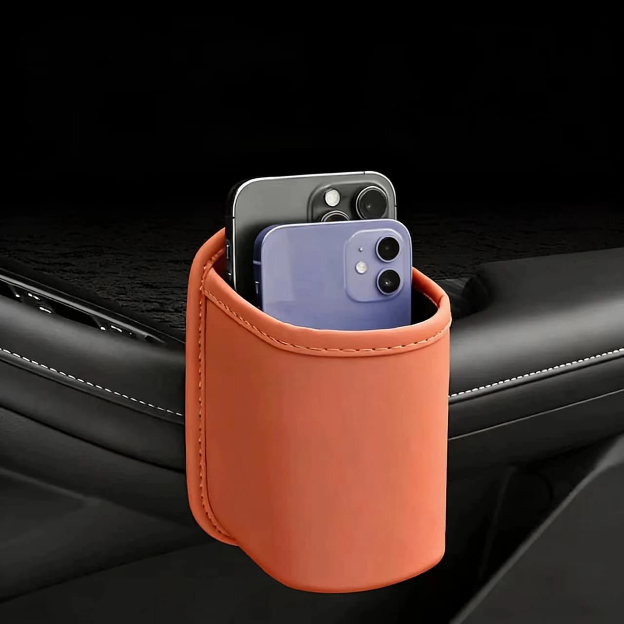 Portabicchieri per auto in similpelle, clip per bicchieri da auto, scatola portaoggetti multifunzionale, organizer per auto, utilizzato per organizzare