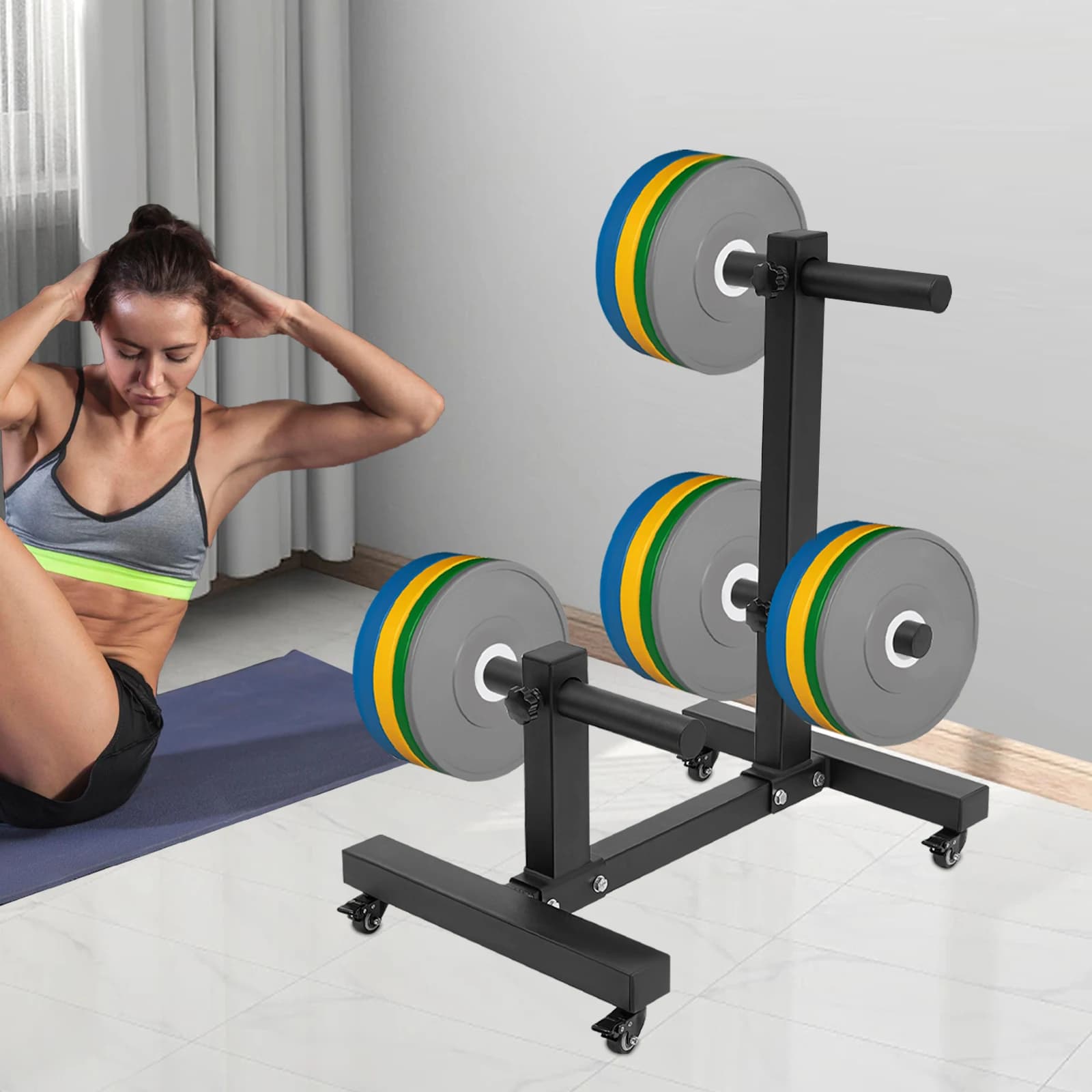 500 kg/1102.3 pounds weight plate shaft, space to store plates with universal wheels, thickness 2 mm/0.08 inch