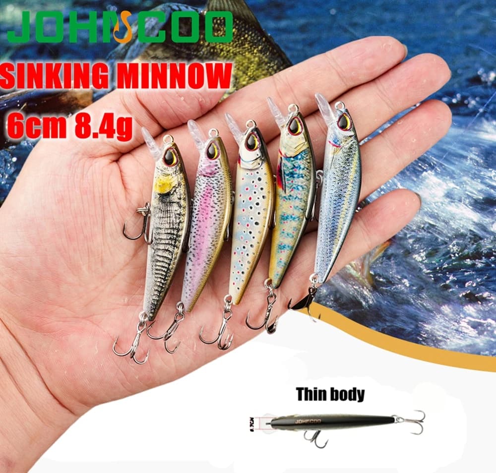 Esca da pesca pesante 6 cm 8 g Acqua salata affondamento Gravity Minnow Wobbler Esca in plastica dura